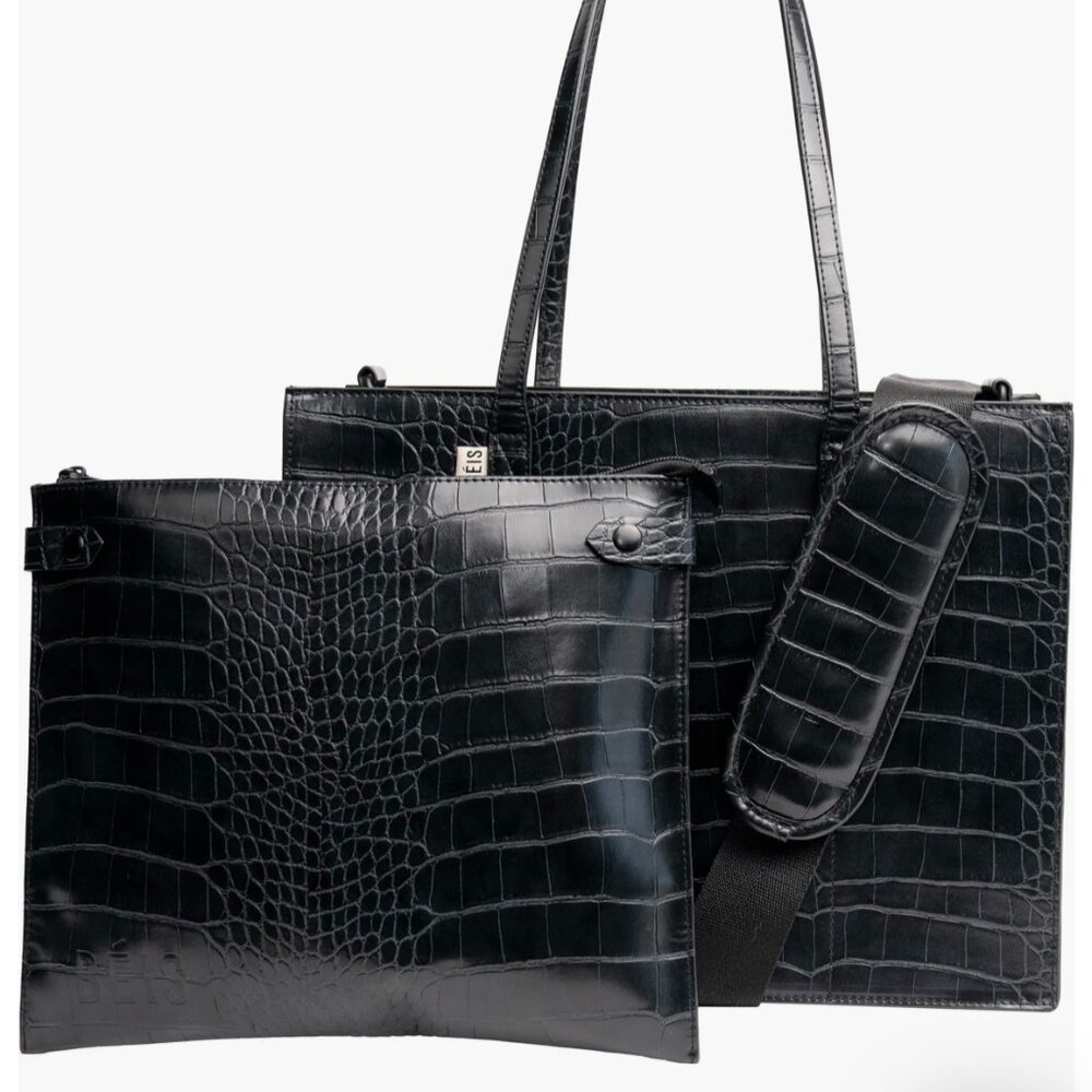 Mini Work Croc Embossed Faux Leather Tote